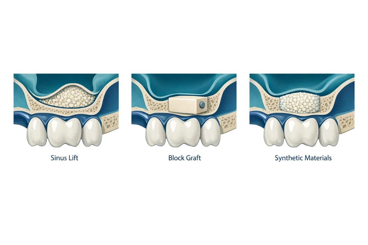 השתלת עצם לסת עליונה - המדריך המקצועי המלא - bone-implant-upper-jaw-types.webp